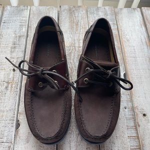 Freeman Mens Morgan Brown Casual Boat Shoes Lace Up Moccasin Toe Size 8.5 M